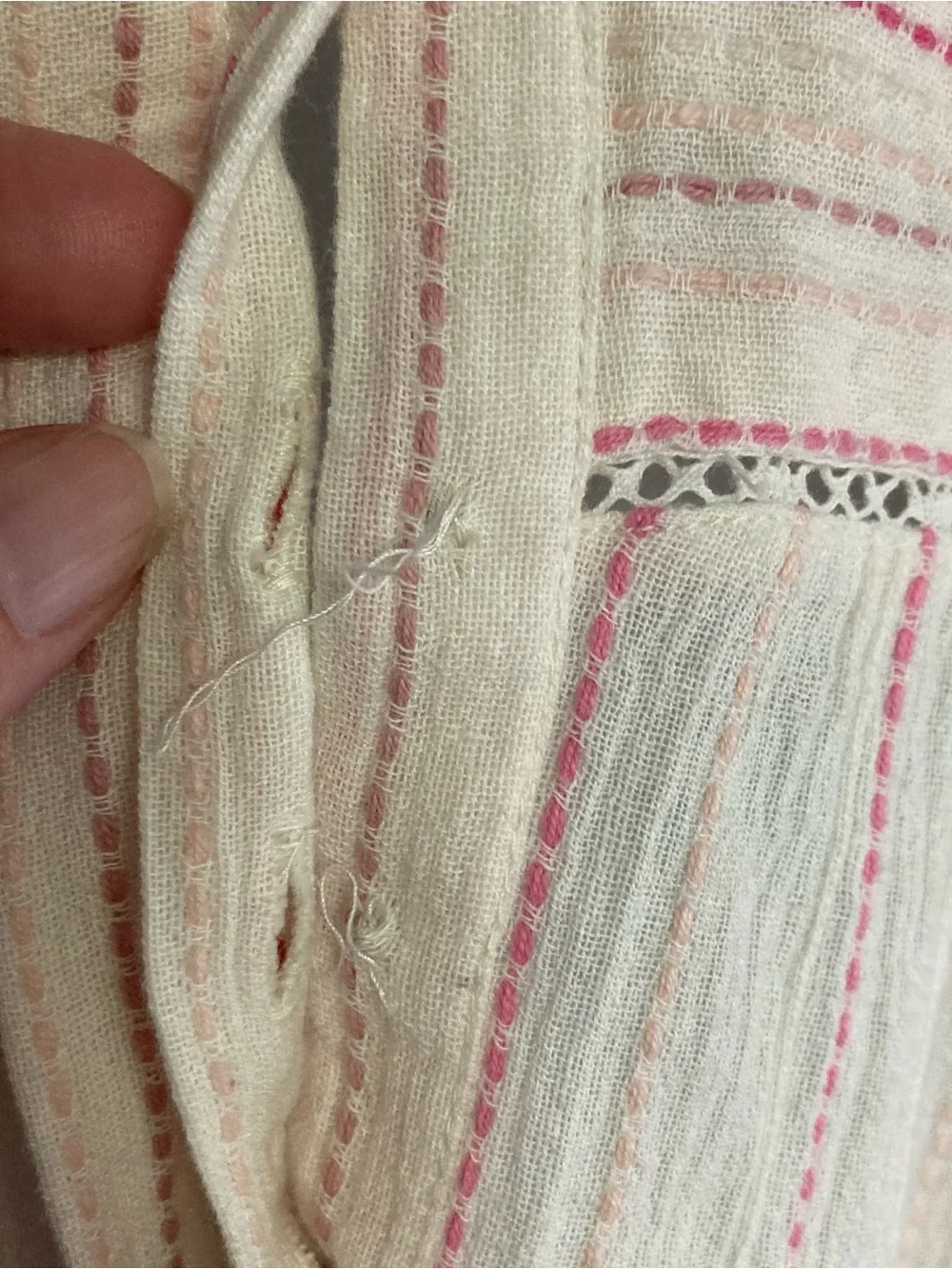 LoveShackFancy Cream & Pink Embroidered Striped Ruffle One Piece Romper NWT Sz 4